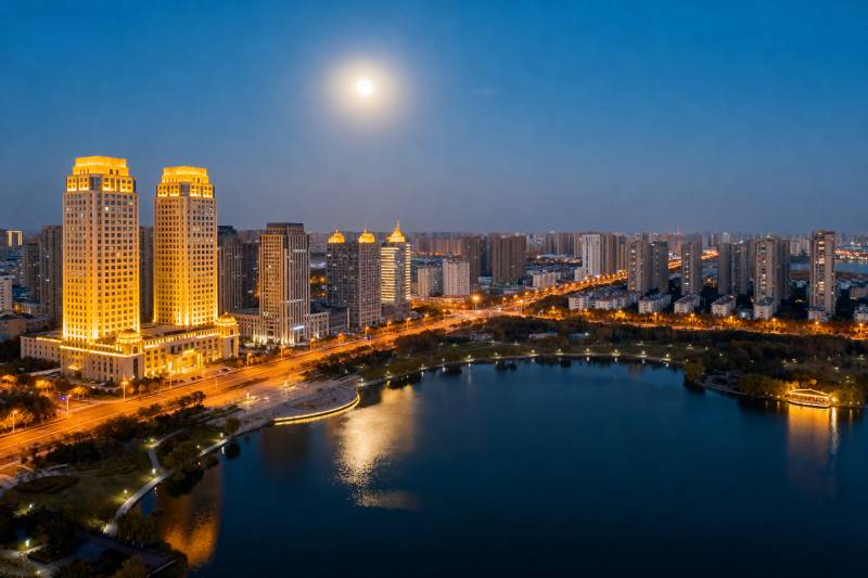 月照城市夜景图片