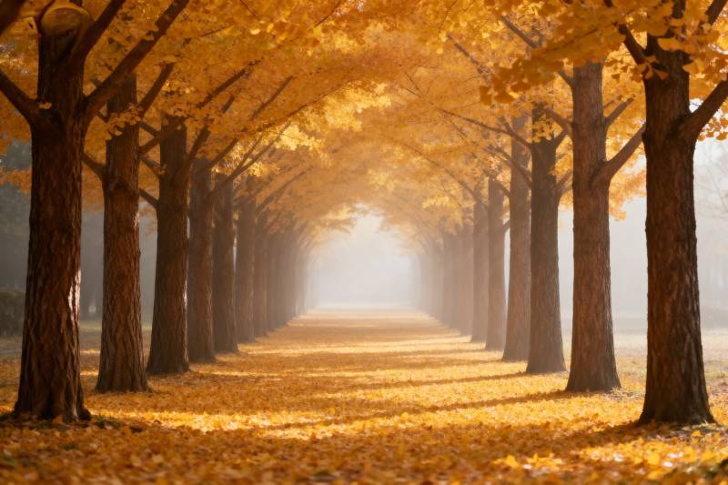 秋日林荫道图片