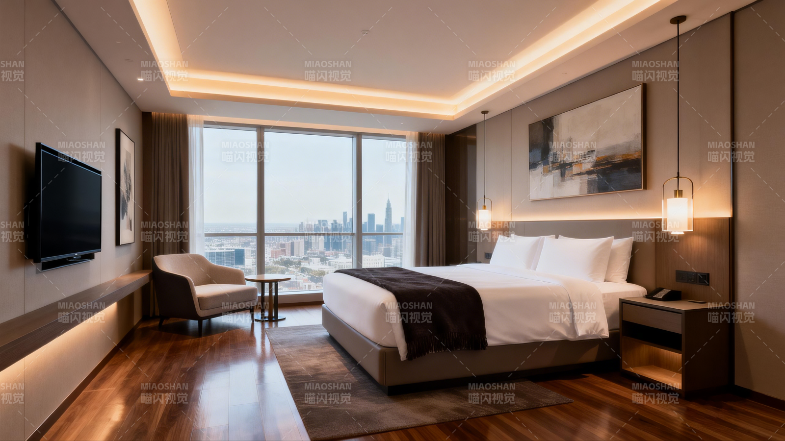 现代豪华客房全景图片