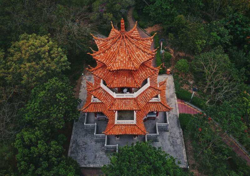 古塔林间俯瞰图片