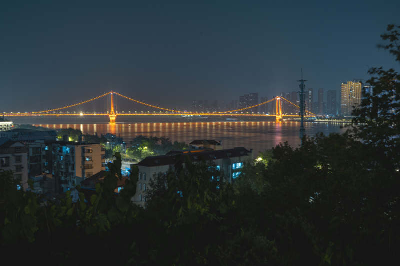 夜桥灯火映江城图片