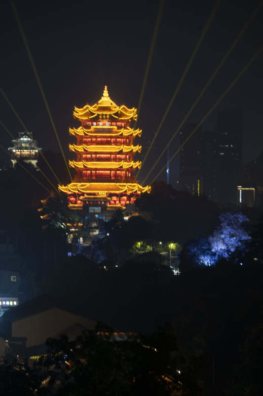 夜光古塔辉映城市图片