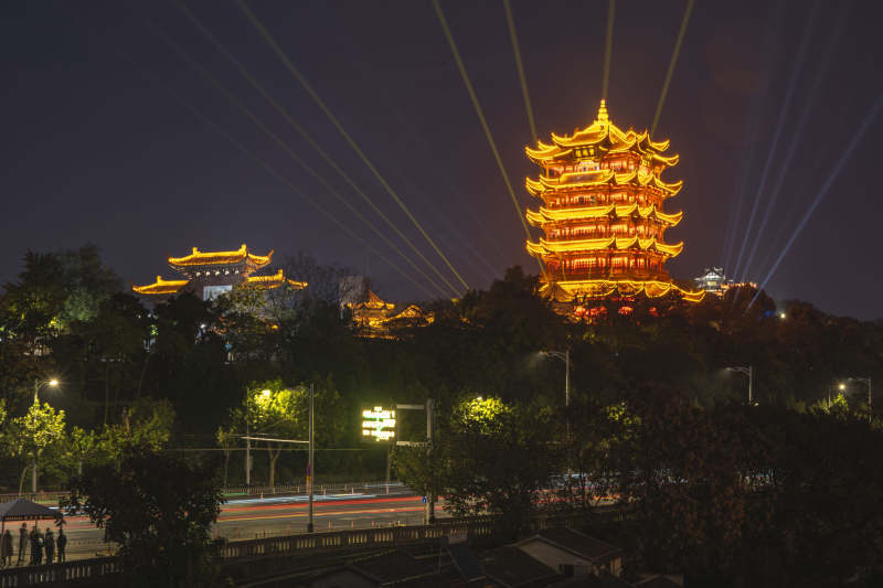 夜景黄鹤楼璀璨图片