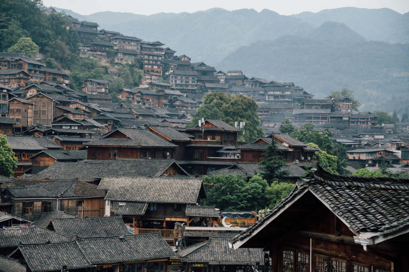 山间古寨风光图片