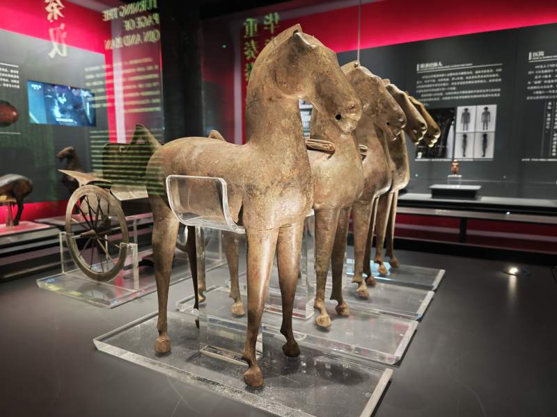 成都考古秦兵马俑马车展图片