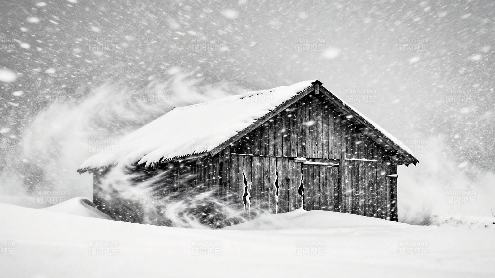 雪中木屋图片