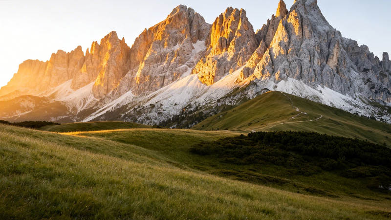 雪山日出美景图片