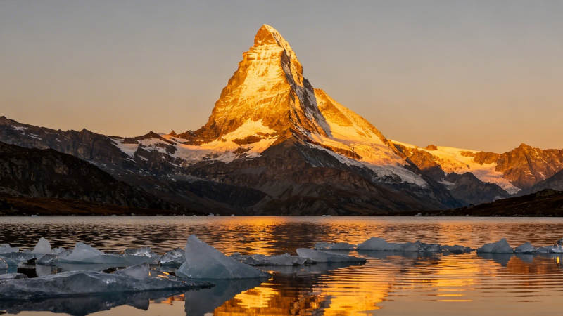 马特洪峰晨曦倒影图片
