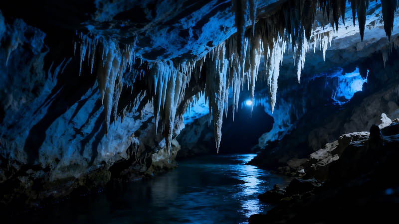 幽蓝洞穴奇景图片