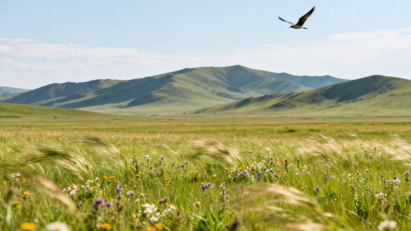草原飞鸟图图片