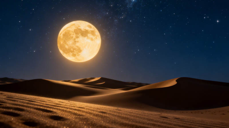 月照沙漠夜图片