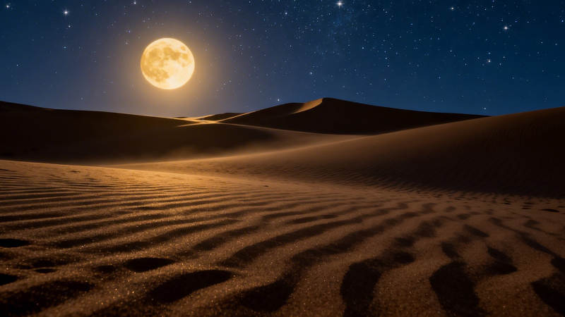 月夜沙丘图片