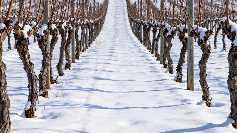 雪覆葡萄园图片