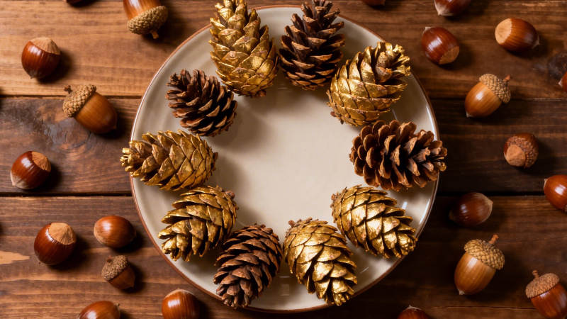 松果与橡果的静谧之美图片