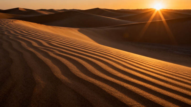 沙漠日落美景图片
