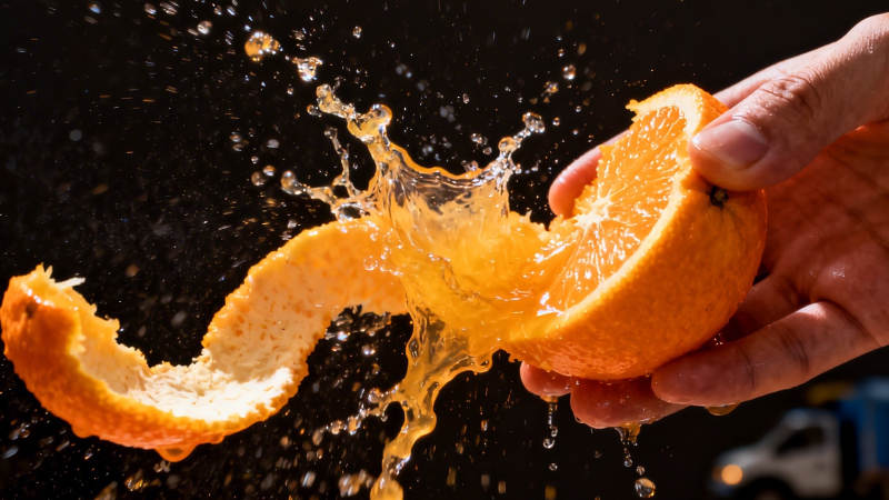 橙汁飞溅瞬间图片
