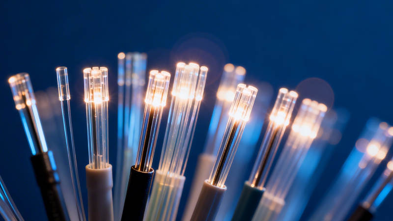 光纤发光特写图片