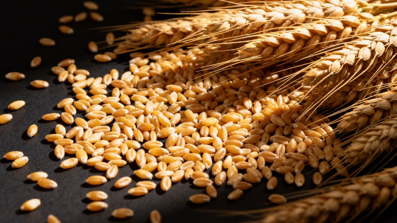 金黄麦穗与麦粒图片