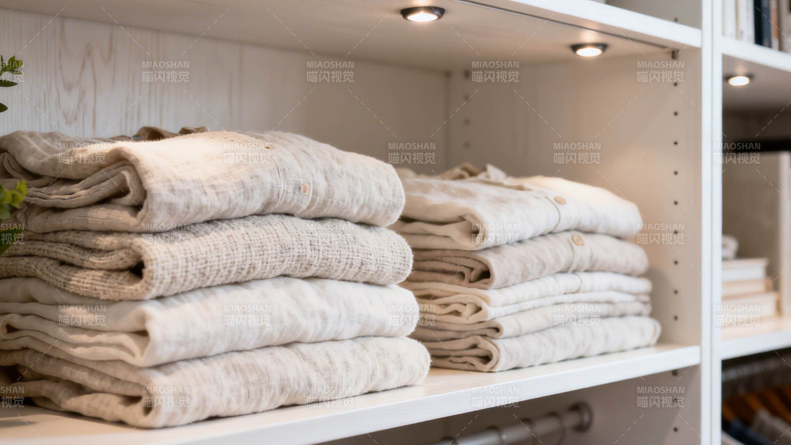 整洁叠放的毛巾图片
