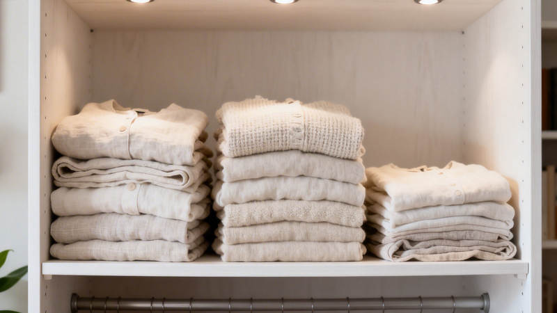 整洁叠放的白色毛巾图片