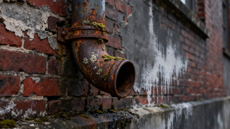 锈迹斑斑的排水管图片