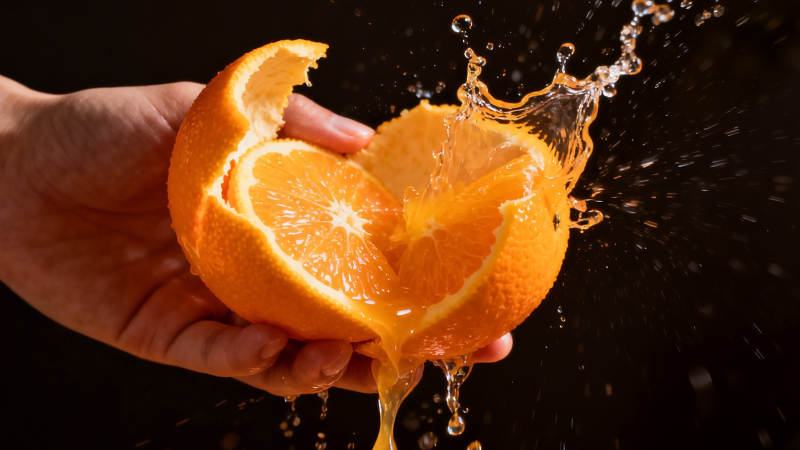 橙汁飞溅瞬间图片