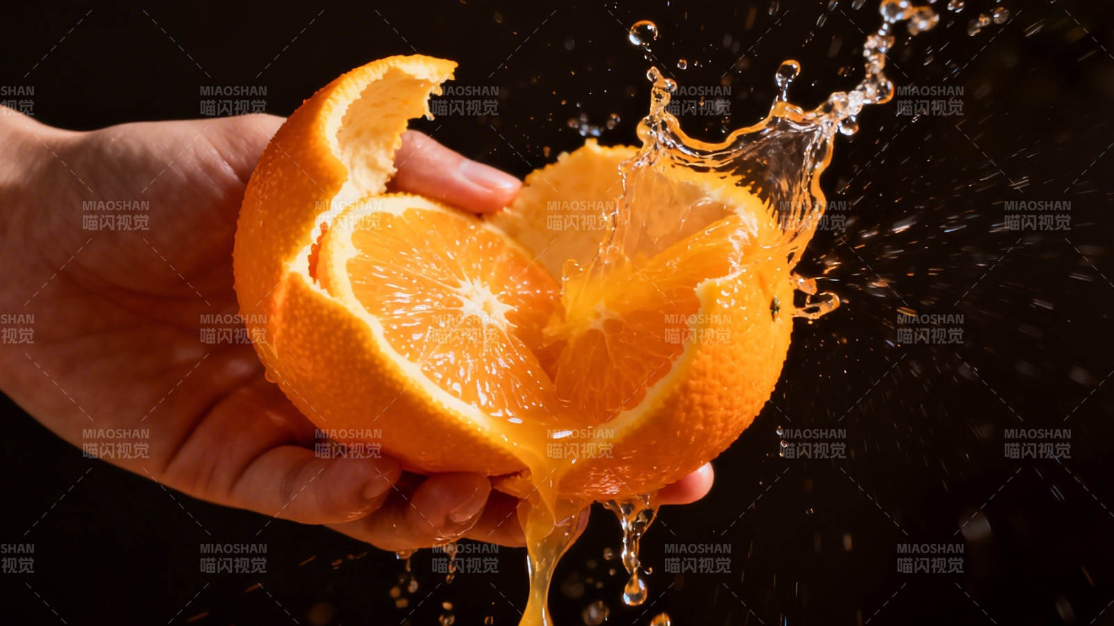 橙汁飞溅瞬间图片