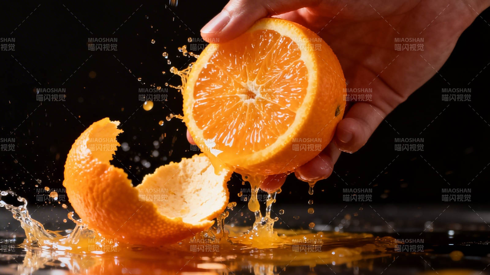 橙汁飞溅瞬间图片