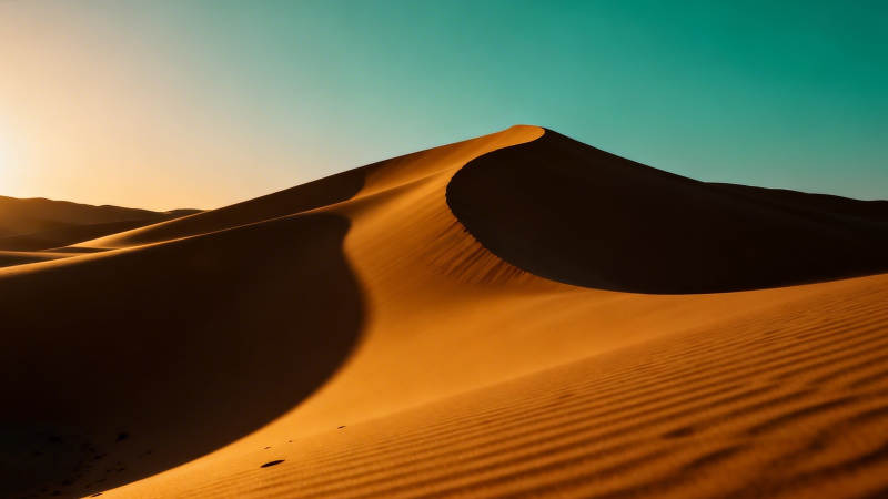 沙漠日落沙丘图片