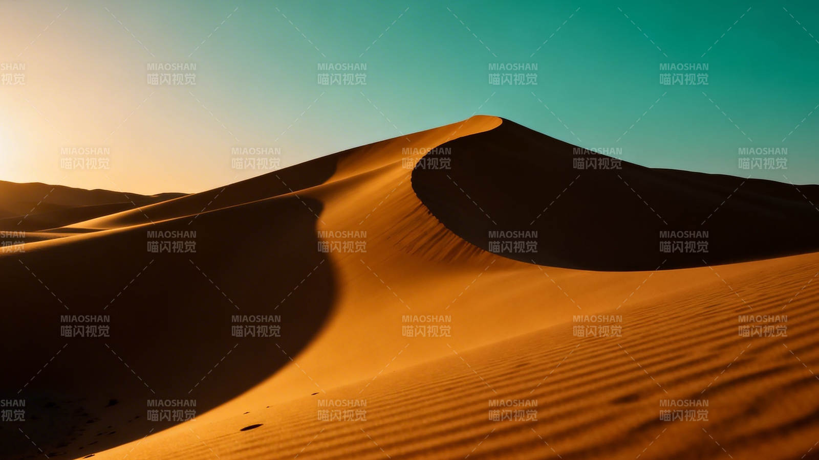 沙漠日落沙丘图片