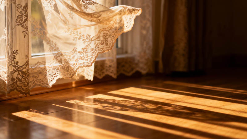 阳光洒落窗前图片