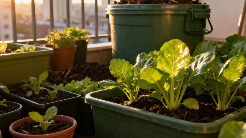 阳台绿植生机盎然图片