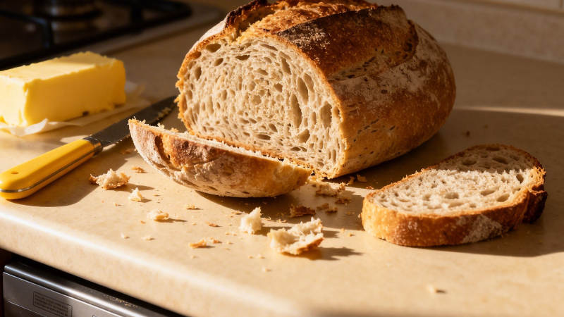 新鲜出炉的面包图片