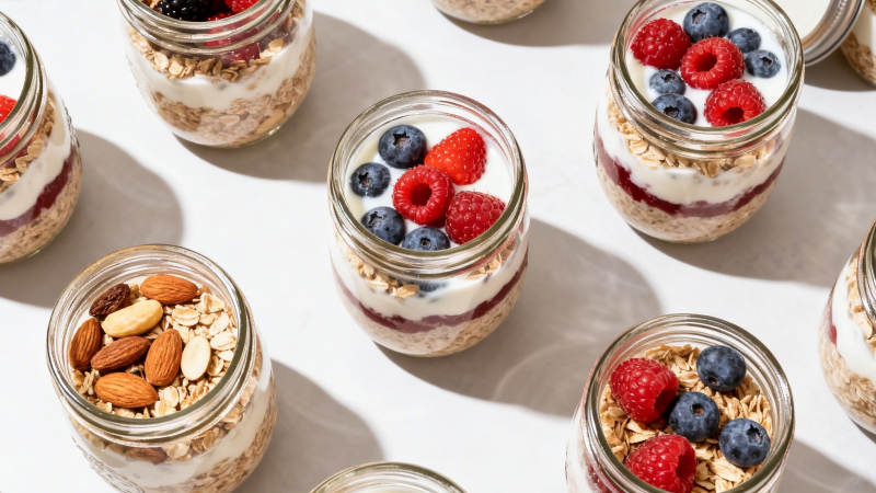 燕麦杯配浆果坚果图片