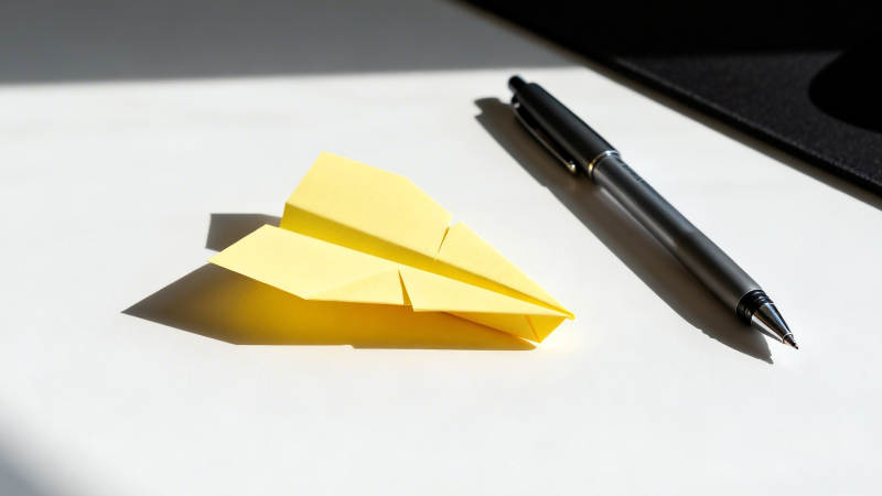 纸飞机与笔静物图片