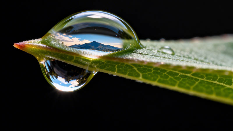 露珠映山景图片