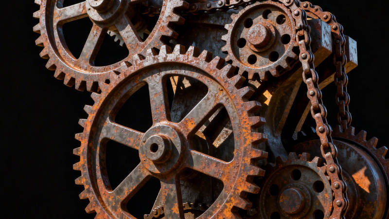 锈迹斑斑的齿轮图片