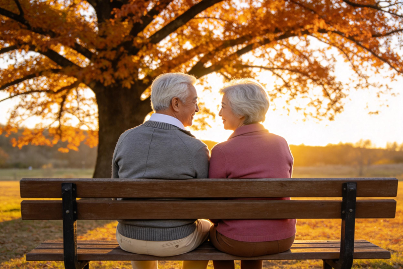 秋日公园老伴共赏图片