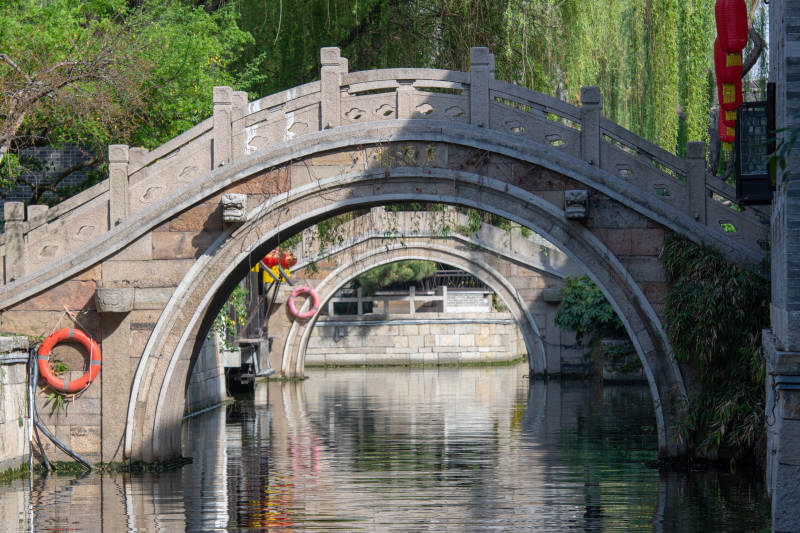 石桥映水 绿柳成荫图片