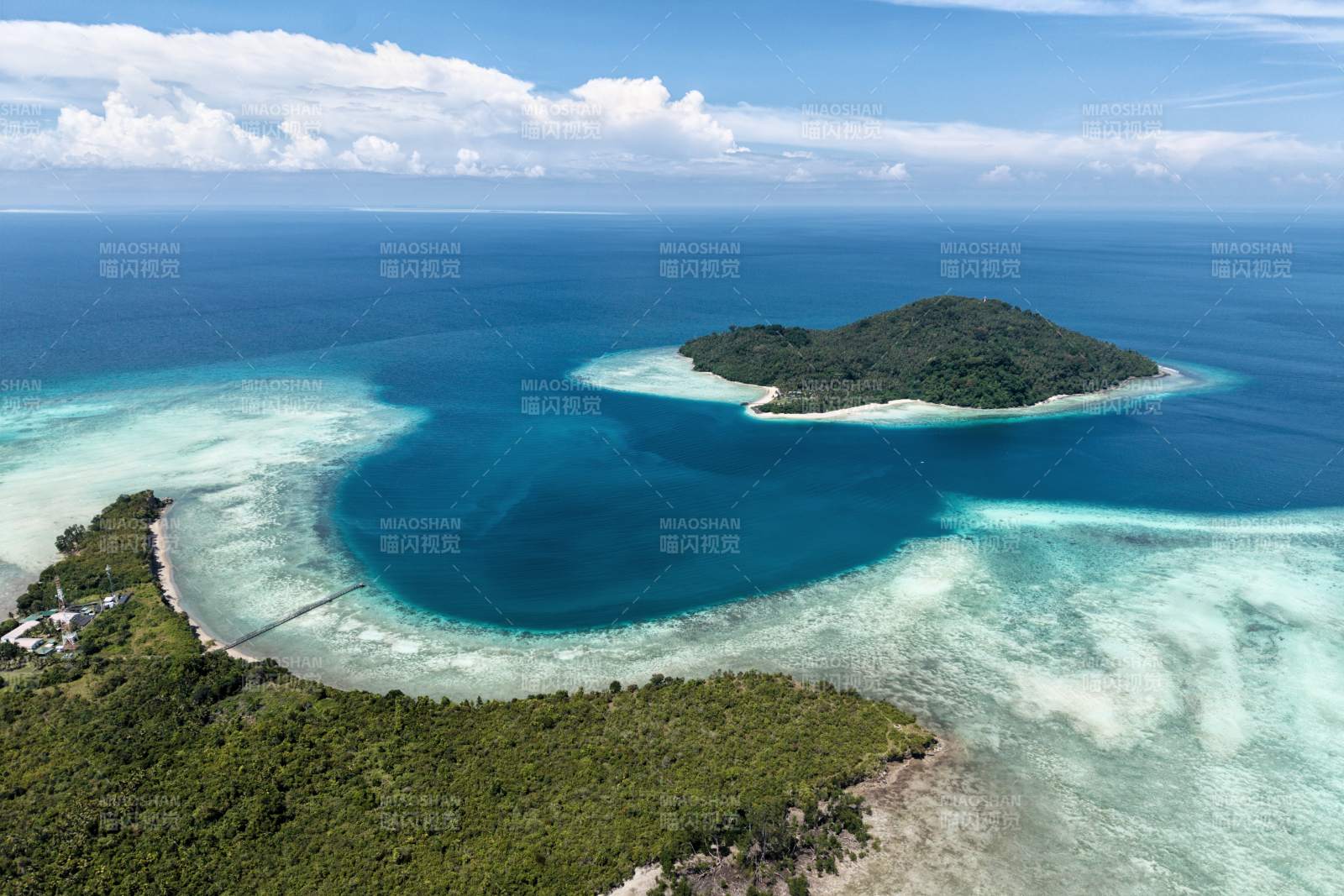 碧海环绕绿岛图片