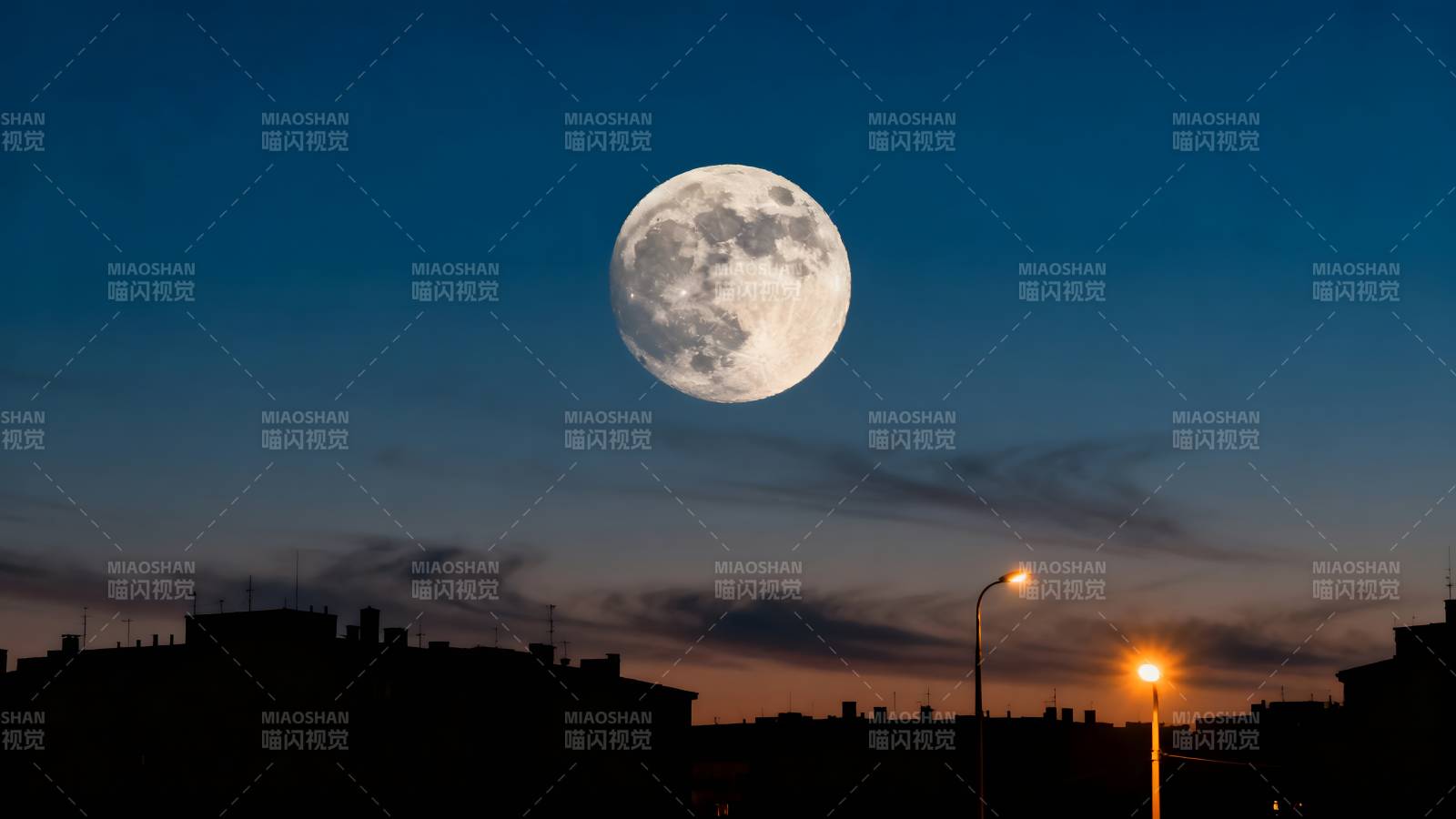 月升城市夜景图片