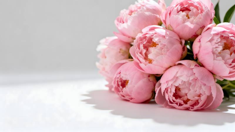 粉嫩牡丹绽放图片