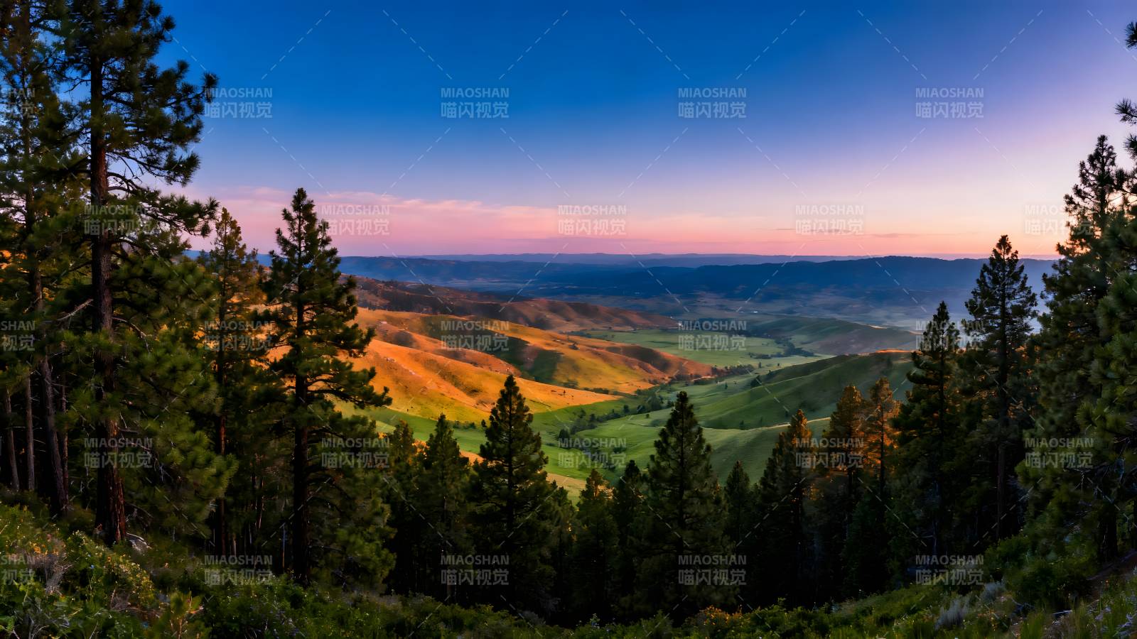 山间夕照美景图片