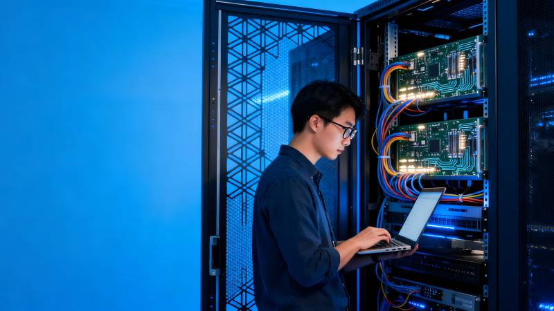 技术人员维护服务器图片