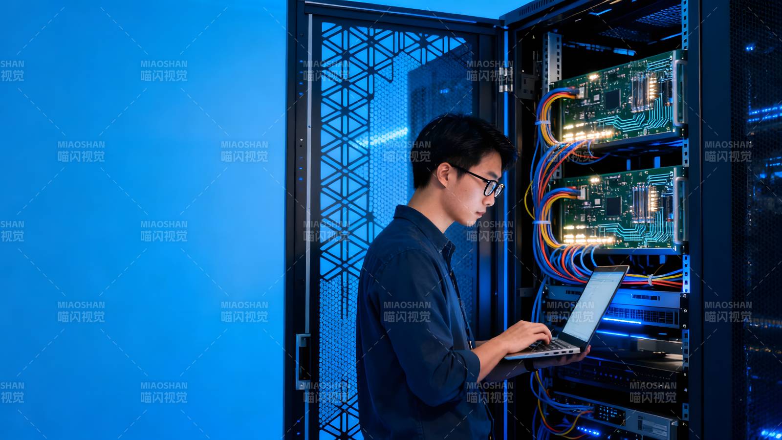 技术人员维护服务器图片