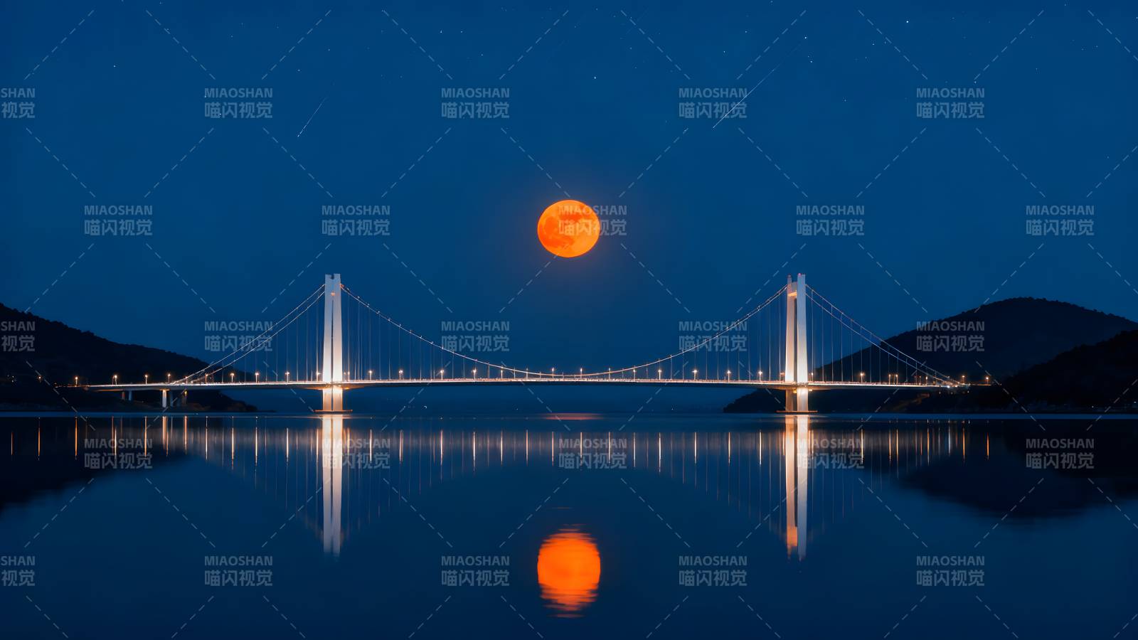 月照大桥夜景图片