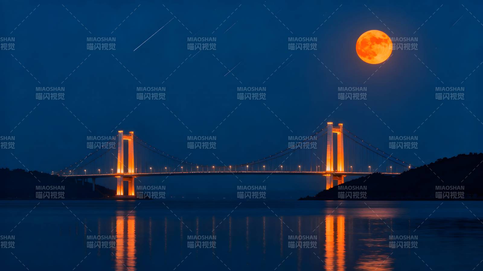 月夜桥影图片