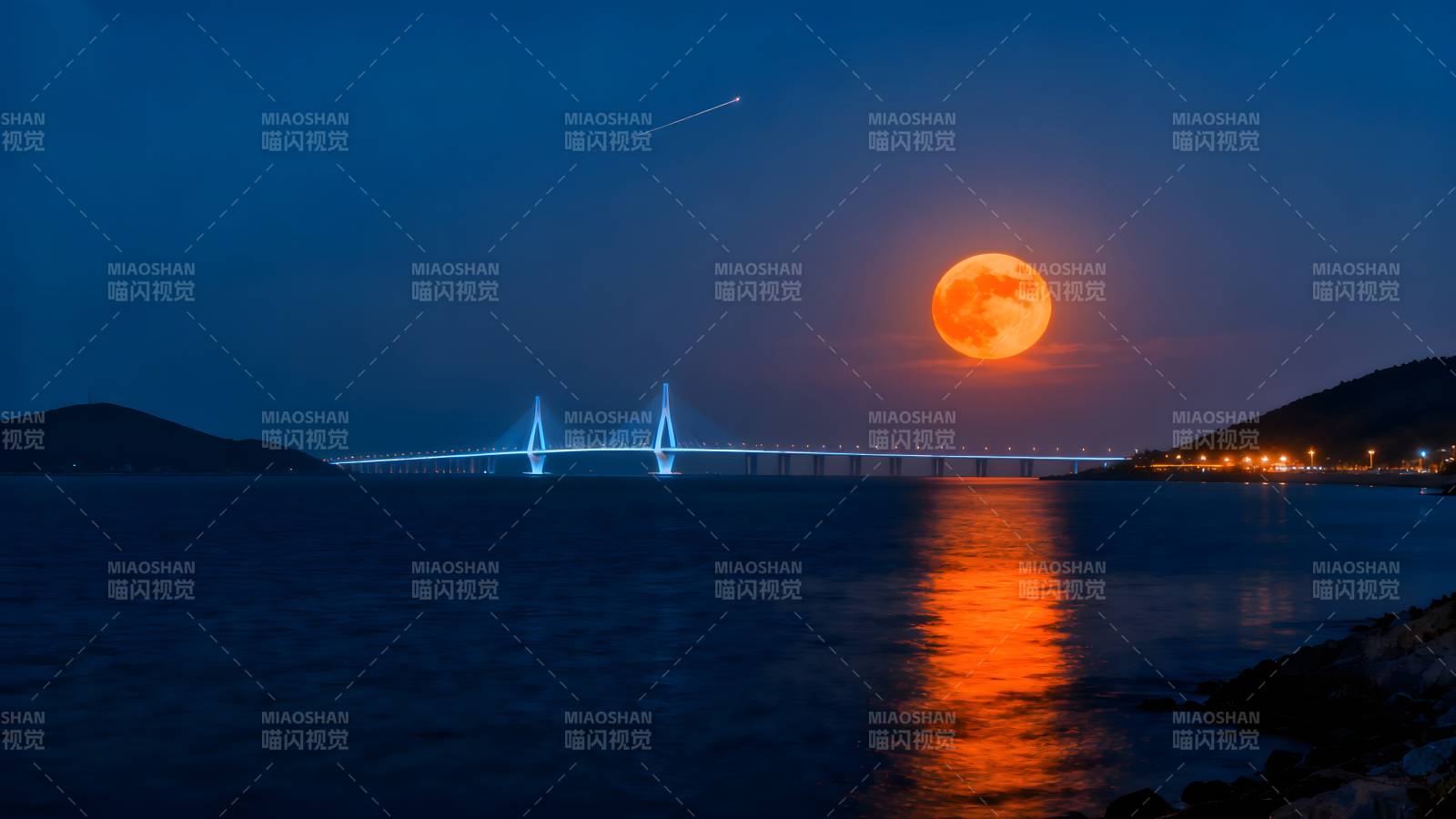 月照大桥夜景图片