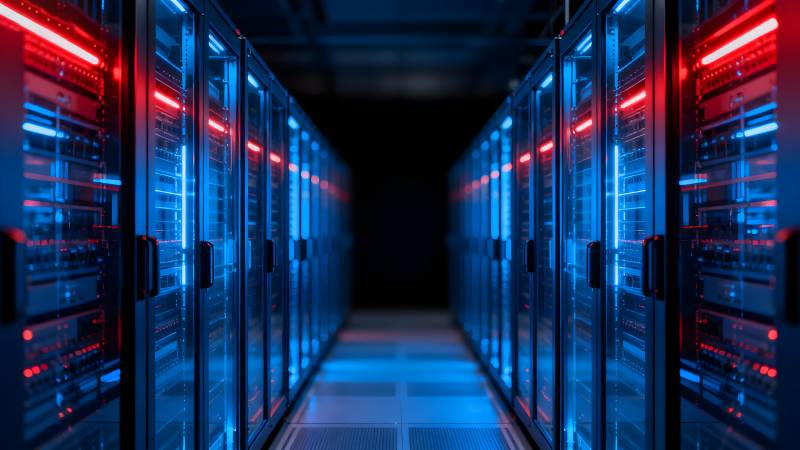 数据中心机房夜景图片