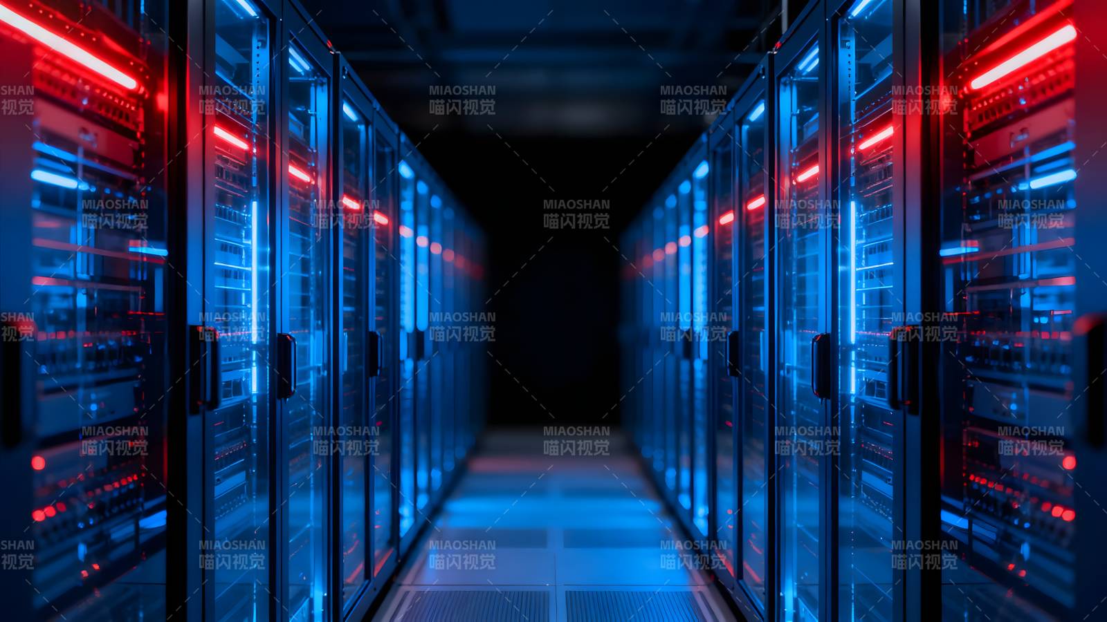 数据中心机房夜景图片